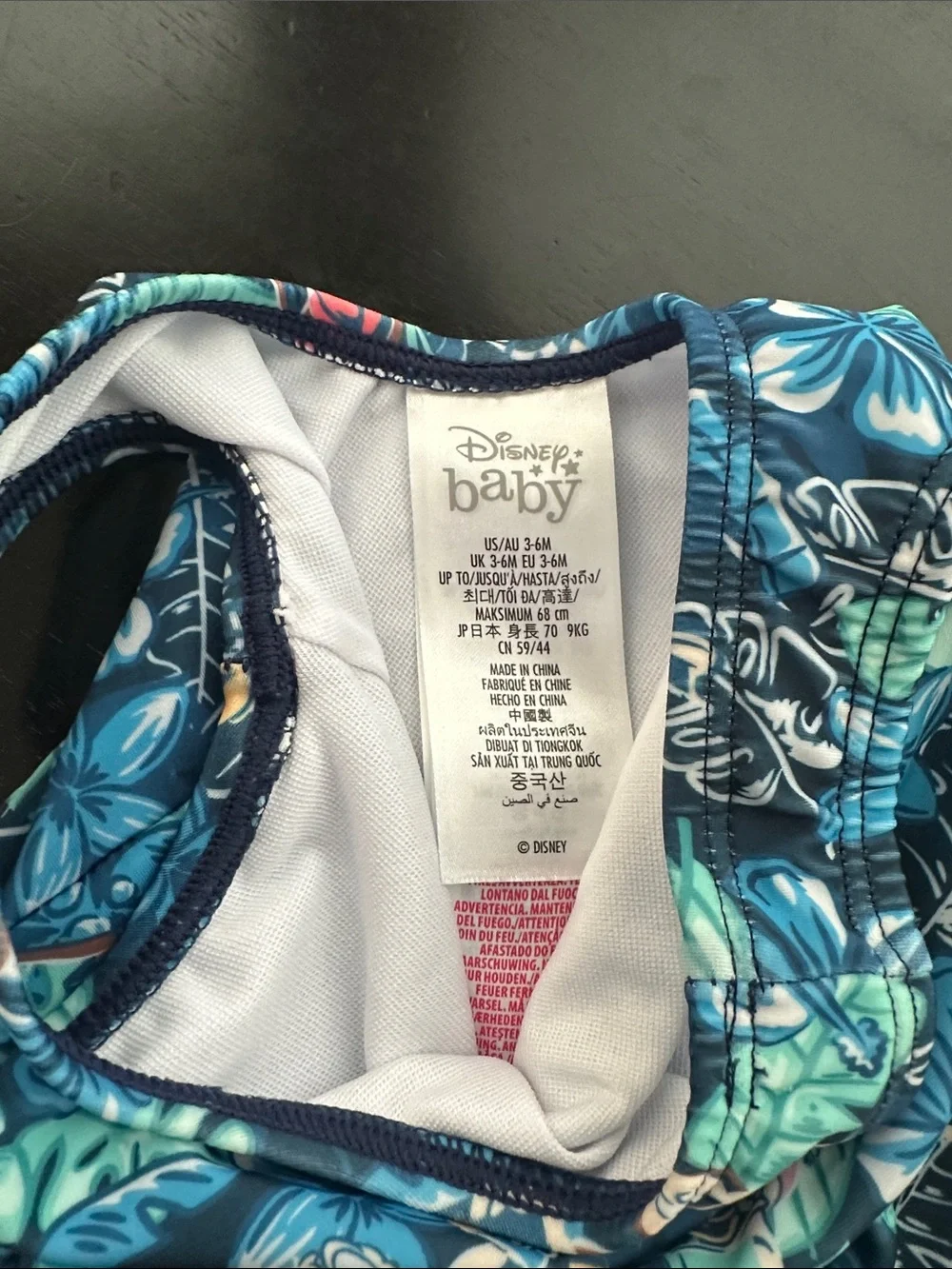 Disney Navy & Teal Floral Ruffle Baby Swimsuit